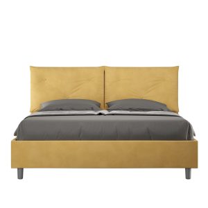 Letto matrimoniale contenitore doppia alzata imbottito 160x210 microfibra ocra Appia