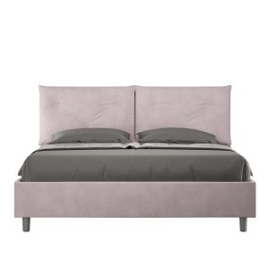 Letto matrimoniale contenitore doppia alzata imbottito 160x210 microfibra glicine Appia