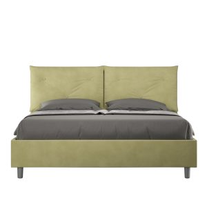 Letto matrimoniale contenitore doppia alzata imbottito 160x210 microfibra tè verde Appia