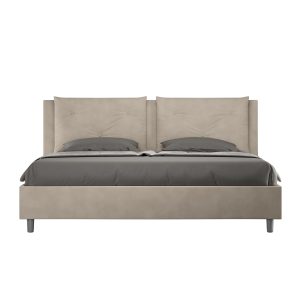 Letto matrimoniale king size contenitore imbottito 170x210 microfibra sabbia Appia