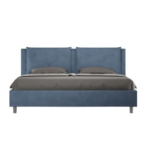 Letto matrimoniale king size contenitore imbottito 180x210 microfibra blu Appia