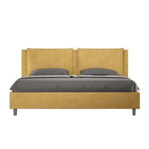 Letto matrimoniale king size contenitore imbottito 180x210 microfibra ocra Appia