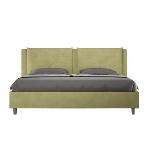 Letto matrimoniale king size contenitore imbottito 180x210 microfibra tè verde Appia
