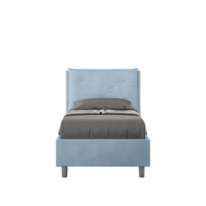 Letto singolo contenitore imbottito 80x190 microfibra azzurro Appia