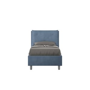 Letto singolo contenitore imbottito 80x190 microfibra blu Appia