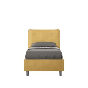 Letto singolo contenitore imbottito 80x190 microfibra ocra Appia