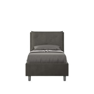 Letto singolo contenitore imbottito 80x190 microfibra grigio Appia