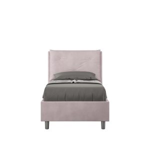 Letto singolo contenitore imbottito 80x190 microfibra glicine Appia