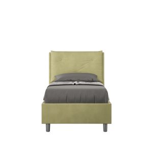 Letto singolo contenitore imbottito 80x190 microfibra tè verde Appia