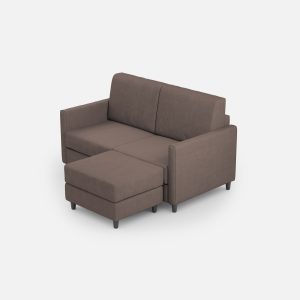 Divano Karay 2 posti (due sedute da 60cm) + pouf misure esterne L.138 P.155 colore talpa