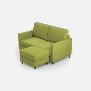 Divano Karay 2 posti (due sedute da 60cm) + pouf misure esterne L.138 P.155 colore verde