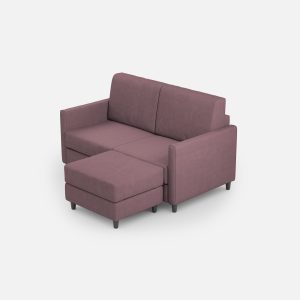 Divano Karay 2 posti (due sedute da 60cm) + pouf misure esterne L.138 P.155 colore prugna