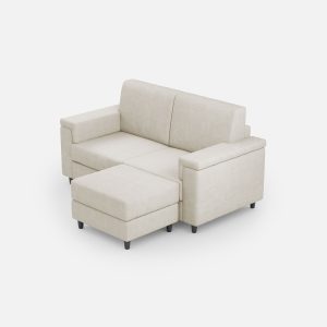 Divano Marrak 2 posti (due sedute da 60cm) + pouf misure esterne L.148 P.155 colore latte