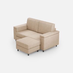 Divano Marrak 2 posti (due sedute da 60cm) + pouf misure esterne L.148 P.155 colore beige