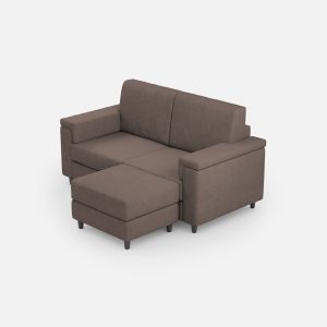 Divano Marrak 2 posti (due sedute da 60cm) + pouf misure esterne L.148 P.155 colore talpa