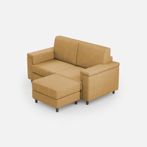 Divano Marrak 2 posti (due sedute da 60cm) + pouf misure esterne L.148 P.155 colore ocra