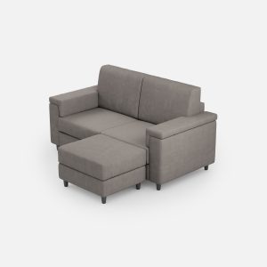 Divano Marrak 2 posti (due sedute da 60cm) + pouf misure esterne L.148 P.155 colore grigio