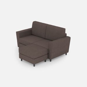 Divano Yasel 2 posti (due sedute da 60cm) + pouf misure esterne L.152 P.155 colore talpa