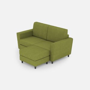 Divano Yasel 2 posti (due sedute da 60cm) + pouf misure esterne L.152 P.155 colore verde