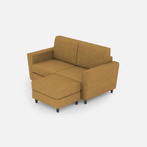Divano Yasel 2 posti (due sedute da 60cm) + pouf misure esterne L.152 P.155 colore ocra