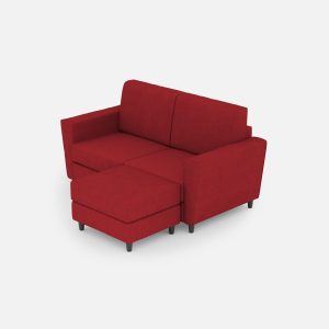Divano Yasel 2 posti (due sedute da 60cm) + pouf misure esterne L.152 P.155 colore rosso