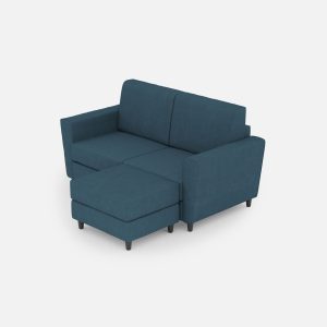 Divano Yasel 2 posti (due sedute da 60cm) + pouf misure esterne L.152 P.155 colore avio