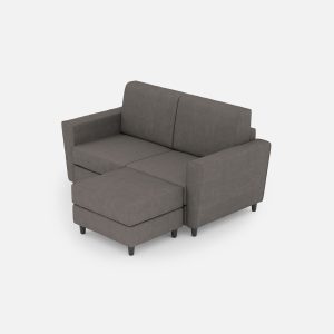Divano Yasel 2 posti (due sedute da 60cm) + pouf misure esterne L.152 P.155 colore grigio