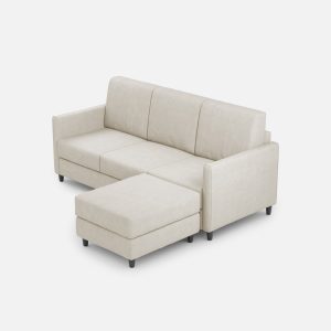 Divano Karay 3 posti (tre sedute da 60cm) + pouf misure esterne L.198 P.155 colore latte