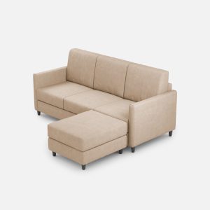 Divano Karay 3 posti (tre sedute da 60cm) + pouf misure esterne L.198 P.155 colore beige