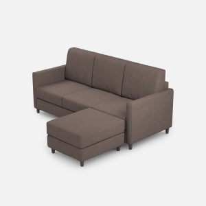 Divano Karay 3 posti (tre sedute da 60cm) + pouf misure esterne L.198 P.155 colore talpa