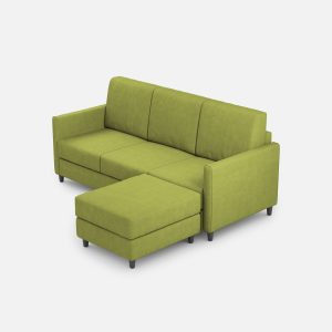Divano Karay 3 posti (tre sedute da 60cm) + pouf misure esterne L.198 P.155 colore verde
