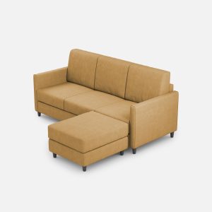 Divano Karay 3 posti (tre sedute da 60cm) + pouf misure esterne L.198 P.155 colore ocra
