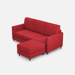 Divano Karay 3 posti (tre sedute da 60cm) + pouf misure esterne L.198 P.155 colore rosso