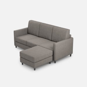 Divano Karay 3 posti (tre sedute da 60cm) + pouf misure esterne L.198 P.155 colore grigio