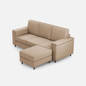 Divano Marrak 3 posti (tre sedute da 60cm) + pouf misure esterne L.208 P.155 colore beige
