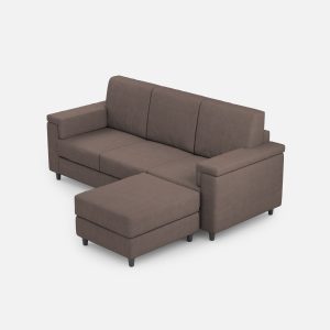 Divano Marrak 3 posti (tre sedute da 60cm) + pouf misure esterne L.208 P.155 colore talpa