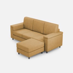 Divano Marrak 3 posti (tre sedute da 60cm) + pouf misure esterne L.208 P.155 colore ocra