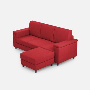 Divano Marrak 3 posti (tre sedute da 60cm) + pouf misure esterne L.208 P.155 colore rosso