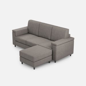 Divano Marrak 3 posti (tre sedute da 60cm) + pouf misure esterne L.208 P.155 colore grigio