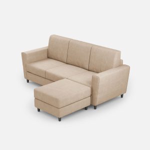 Divano Yasel 3 posti (tre sedute da 60cm) + pouf misure esterne L.212 P.155 colore beige
