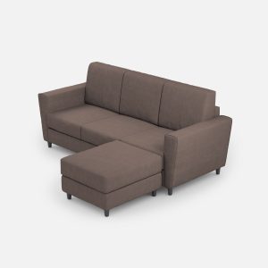 Divano Yasel 3 posti (tre sedute da 60cm) + pouf misure esterne L.212 P.155 colore talpa