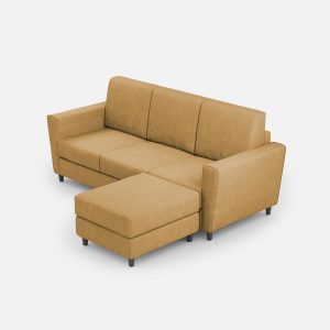 Divano Yasel 3 posti (tre sedute da 60cm) + pouf misure esterne L.212 P.155 colore ocra