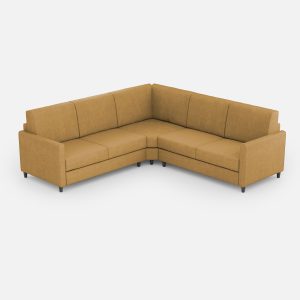 Divano Karay 2 posti medio (due sedute da 70cm) + angolo + divano 2 posti medio (due sedute da 70cm) misure esterne L.241x241 colore ocra