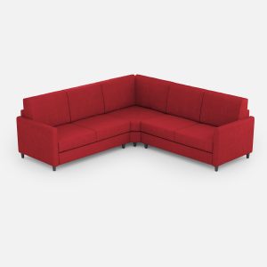 Divano Karay 2 posti (due sedute da 60cm)+ angolo + divano 2 posti (due sedute da 60cm) misure esterne L.221x221 colore rosso