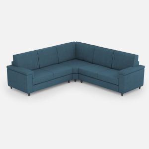 Divano Marrak 2 posti medio (due sedute da 70cm) + angolo + divano 2 posti medio (due sedute da 70cm) misure esterne L.246x246 colore avio