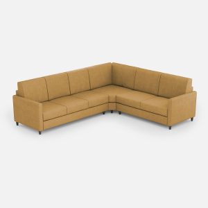 Divano Karay 3 posti (tre sedute da 60cm)+ angolo + divano 2 posti medio (due sedute da 70cm) misure esterne L.281x241 colore ocra