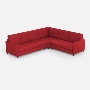 Divano Karay 3 posti (tre sedute da 60cm)+ angolo + divano 2 posti medio (due sedute da 70cm) misure esterne L.281x241 colore rosso