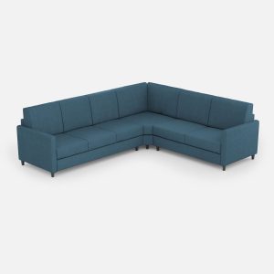 Divano Karay 3 posti (tre sedute da 60cm)+ angolo + divano 2 posti medio (due sedute da 70cm) misure esterne L.281x241 colore avio