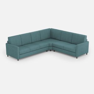 Divano Karay 3 posti (tre sedute da 60cm)+ angolo + divano 2 posti medio (due sedute da 70cm) misure esterne L.281x241 colore petrolio