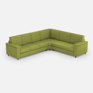 Divano Marrak 3 posti (tre sedute da 60cm)+ angolo + divano 2 posti medio (due sedute da 70cm) misure esterne L.286x246 colore verde